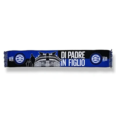 Afbeelding van Inter Jacquard Sjaal Nieuw Logo En Nieuwe Grafische Vader In Zoon 2023, Acryl, Uniseks Volwassenen, Zwart/Blauw, One Size