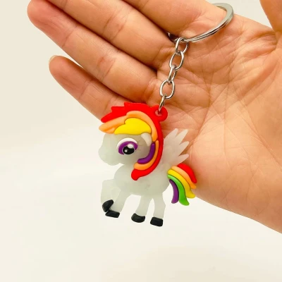Afbeelding van CHPN Unicorn sleutelhanger keychain Siliconen Eenhoorn Transparant/Blauw Kinderfeestje Uitdeelcadeau Feestje MeisjesJongens Traktatie Leuke