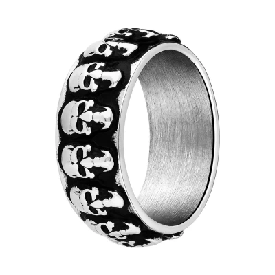 Afbeelding van Lucardi Heren Stalen Ring met doodskop Staal Zilver 22 / 69 mm