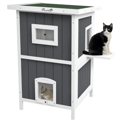Afbeelding van PawHut Katzenhaus mit 2 Ebenen D30 788V00