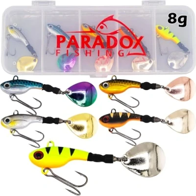 Afbeelding van Paradox Fishing Infinity jig spinner, 5 delige set, 8 g, spin voor baars, vissen, aas, snoekbaars, snoek, spinnerbait, aas