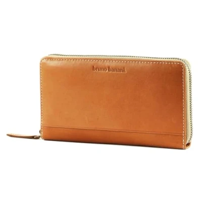 Afbeelding van bruno banani Leren Portemonnee Zip Around Wallet Cognac Lichtbruin
