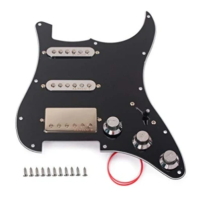 Afbeelding van Alnicov Loaded Prewired Pickguard Set SSH Alnico V Single Coil Humbucker Pickups, voor Fender Strat ST elektrische gitaar vervanging, zwart