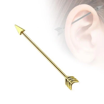 Afbeelding van Industrial piercing pijl gold plated