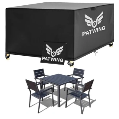 Afbeelding van PATWING Tuinmeubelafdekking, 600D Oxford Weefsel, Afdekhoezen voor Meubelsets, Waterdicht, Winddicht, UV Bestendige Afdekking, Tuinmeubelen, Winterbestendig, Zitgroep Tuintafe (180*120*74cm)