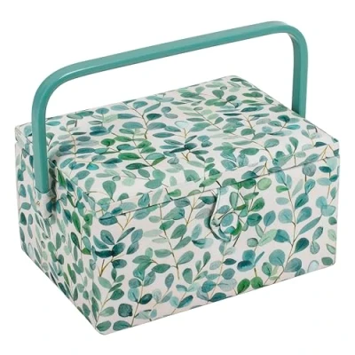 Afbeelding van Hobby Gift Exclusieve medium naaidoos, knutseldoos, accessoirelade, speldenkussen, PVC handgreep, 18,5 x 25,5 14,5 cm, Eucalyptus