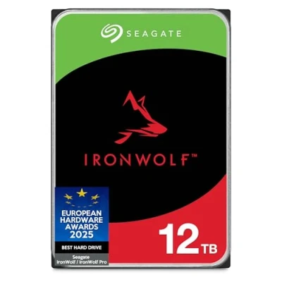 Afbeelding van Seagate IronWolf, 12 TB, Interne Harde Schijf, NAS, 3,5&quot;, SATA 6 GB/s, 7200 RPM, 265 MB cache, voor NAS RAID, 3 jaar Rescue Services (ST12000VNZ008)