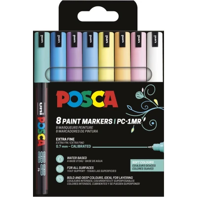 Afbeelding van Uni Posca Markers PC1MR Set Zachte Kleuren 8 stuk