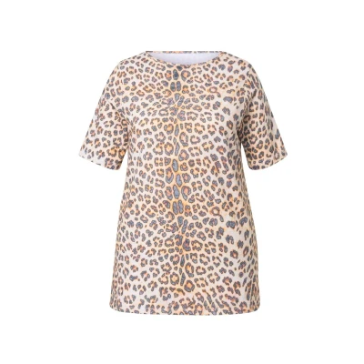 Afbeelding van Miamoda Leomuster Tshirt print, Dames, Maat: 44, Black