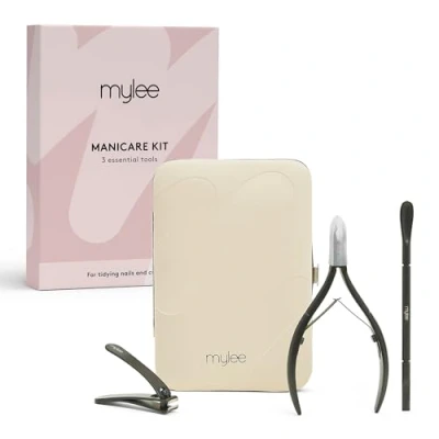 Afbeelding van Mylee Manicare Kit Drie professionele, slanke, matzwart, roestvrij staal, nagelgereedschap van salonkwaliteit in één stijlvolle koffer inclusief nagelriemtang, kleine nagelknipper en