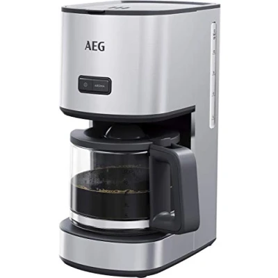 Afbeelding van AEG CM4 1 4ST Koffiemachine, 1,5 l Glazen Kan, 12 Kopjes, Warmhoudfunctie, Smaak / Aroma Selecteerbaar, Antidruppelklep, Verwijderbare Filtermand, Veiligheidsuitschakeling, Geborsteld Roestvrij Staal