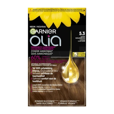 Afbeelding van 3x Garnier Olia Permanente Crèmekleuring 5.3 Licht Goudbruin