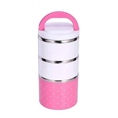 Afbeelding van Thermo Lunchbox Bento Edelstahl Isolierung,1/2/3 Layer Tragbare Isoliert Thermal Box Auslaufsicher Insulated Lunch Foodbehälter Warmhaltebox Mit Griff Für Kinder Erwachsene