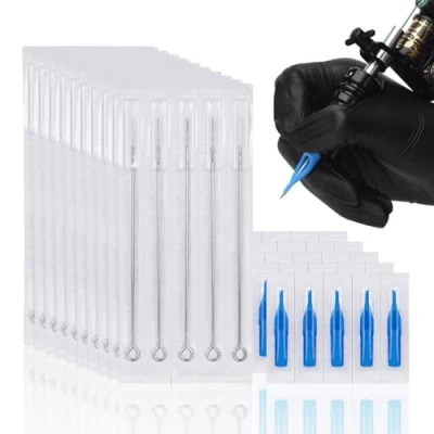Afbeelding van ATOMUS 100pcs Disposable Mixed Tattoo Needles Assorted Sterilized Tips 10pcs of each 3rl 5rl 7rl 3rs 5rs 7rs 9rs 5m1 7m1 3RT 5RT 7RT 9RT 3DT 5DT 7DT 9DT 5FT 7FT
