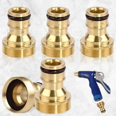Afbeelding van 5 Stuks Universele Messing Tuinslang Tap Connector, Buitendraad Connector Slang, Kraanaansluiting, Set Schroefdraad Slang Snelkoppeling voor Moestuin Kraan Verbinding