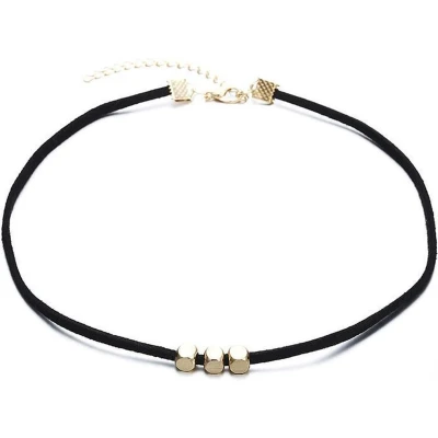Afbeelding van Zwarte Choker met Goudkleurige Kralen