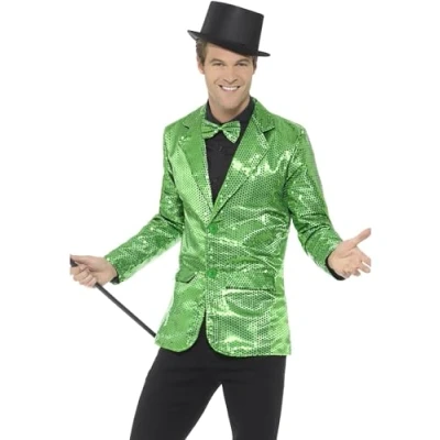 Afbeelding van Smiffy&#039;s Glitter &amp; Glamour Kostuum Groen Opvallend Showbink Man Large Carnavalskleding Verkleedkleding