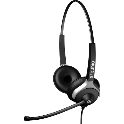 Afbeelding van GEQUDIO Headset compatibel met Unify OpenStage 30 40 80 en OpenScape serie telefoon, inclusief RJ kabel, hoofdtelefoon microfoon reservebekleding, bijzonder licht g (2 oor)