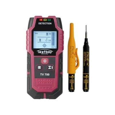 Afbeelding van Testboy Action Set TV 700 Digitale Wandscanner met PICA Diepe Gat Marker (LCD Display hoog contrast, automatische kalibratie, hoge prestaties), Rood/Zwart