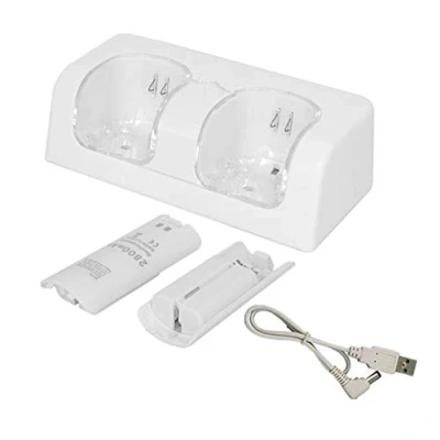 Afbeelding van Oplader voor Wii, 2 IN 1 laaddok, laadstandstation met oplaadbare batterijen en LED indicatoren Wii afstandsbediening