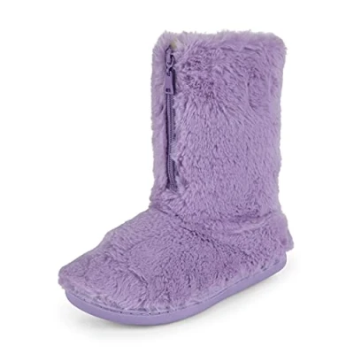 Afbeelding van Polar Dames Gezellige Luxe Laarzen Pantoffels met Traagschuim en Rits Voering van Imitatiebont Rubberen Zool, Paars, 39 EU