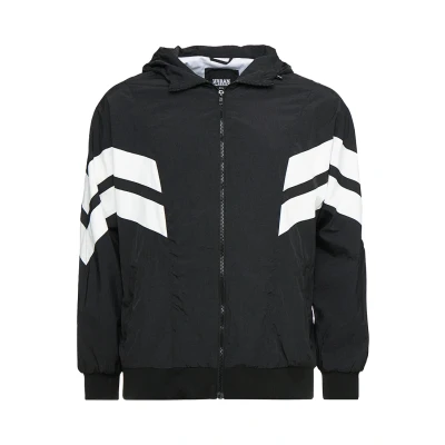 Afbeelding van Urban Classics Crinkle Panel Track Jacket Lichte jas, Heren, Maat: 4XL, Black/white