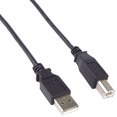 Afbeelding van PremiumCord USB 2.0 High Speed kabel M/M 5m, A stekker naar B stekker, verbindingskabel voor scanner enz., dubbel afgeschermd, AWG28, kleur zwart, lengte 5 m