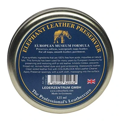 Afbeelding van Colourlock Elephant Leather Preserver reparatie en onderhoudswas voor auto interieur, leer, handtassen, Chesterfield banken, kleurloos, 125 ml