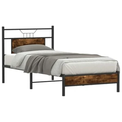 Afbeelding van Bedframe Bewerkt Hout Sonoma Eikenkleurig 100X200 cm 90 x 190 / Gerookt eiken