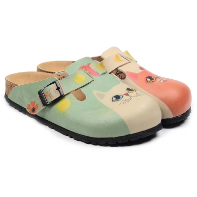Afbeelding van Goby Purrfect Vegan Clogs Handmade Cat Print Maat 37