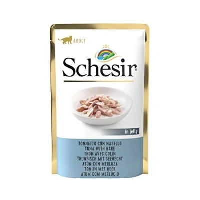 Afbeelding van 20x Schesir Kattenvoer Tonijn Heek in Gelei 85 gr