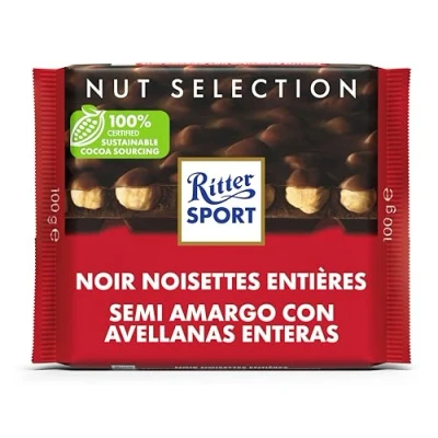 Afbeelding van Ritter Sport Chocolade Puur Hele Hazelnoot tablet 100 gram