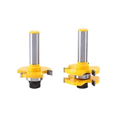 Afbeelding van Router Bit Set 1/2 &quot;Schacht Houtbewerking Beitel Cutter 2X Matched Tong Groef Houtwerk Frees Hout Zaag Tool Kits