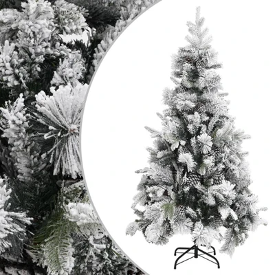 Afbeelding van Kerstboom met dennenappels en sneeuw 225 cm PVC PE