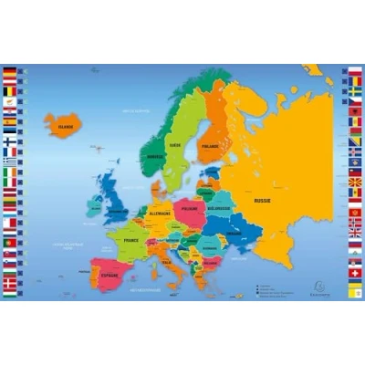 Afbeelding van Bureauonderlegger met kaart Europa in Frans 37,5x57,5cm Exacompta
