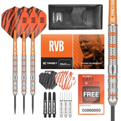 Afbeelding van Target Darts Raymond van Barneveld RVB 22G Wolfraam Stalen Uiteinde Set 9 Pro Grip Schachten Ultra Vluchten Dart Portemonnee Counter App Coupon Bundle