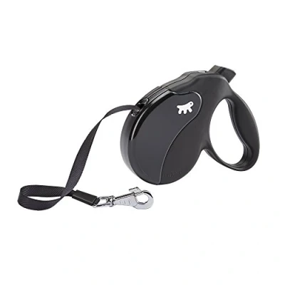 Afbeelding van Ferplast Uitschuifbare hondenriem AMIGO MEDIUM, riem voor middelgrote honden tot 25 kg, max. 5 m band. Enkele vergrendel en ontgrendelingsknop, zwart, zwarte kap