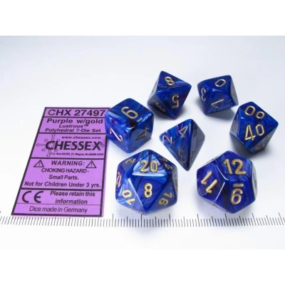 Afbeelding van Chessex glanzend paars/goud polydice Dobbelsteenset (7 stuks)