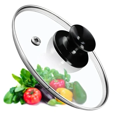 Afbeelding van KADAX K7883 Pandeksel universeel deksel van glas met glanzend zwart handvat hittebestendig in verschillende maten pannendeksel glazen voor pan (14 cm)