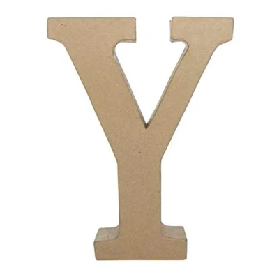 Afbeelding van Décopatch Ref AC418O Papier Maché Alfabet Grappige kleine letter &quot;Y&quot; Leuk om te versieren met Papers, Lijm &amp; Vernis, 5 x 22 23cm Bruin