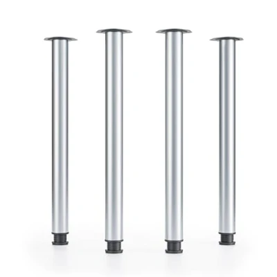 Afbeelding van ATM® Set van 4 tafelpoten, zilver, hoogte 710 mm, in verstelbaar, Ø 60 bureaupoten, meubelpoten, draagkracht tot 75 kg per voet