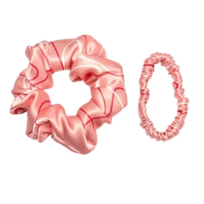 Afbeelding van 100% pure 19 momme moerbeizijde scrunchies zachte slapende haarbanden haar frindly zijden brokaat paardenstaarthouders voor vrouwen en meisjes (1 cm+4 cm)