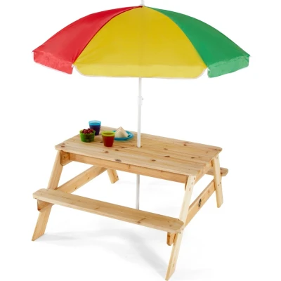 Afbeelding van Plum Picknicktafel voor kinderen met parasol Hout Naturel