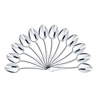 Afbeelding van 12 stuks dessertlepels roestvrij staal 15 x 3,2 cm, minimale collectie roestvrijstalen serveerbesteksets