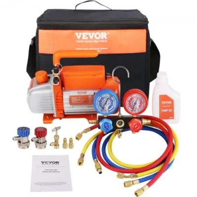 Afbeelding van VEVOR Pompe à vide 100L/min 1 étage 220V/50HZ 1440tr/min 800 4000PSI (55 276bar) Capacité d&#039;huile 250ml Appareils Kit