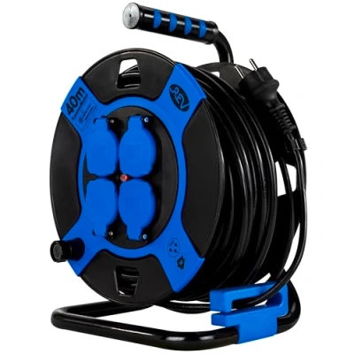 Afbeelding van REV Kabelhaspel, IP44, outdoor, 4 geaarde stopcontacten, 40 m, zwart