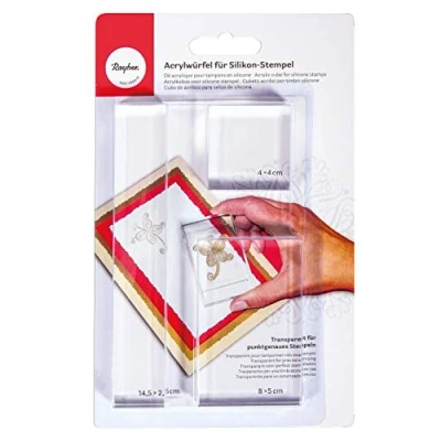 Afbeelding van Rayher Acrylstempelblok set voor siliconen stempels, 3 maten, acrylblok, acrylstempel, 2860500