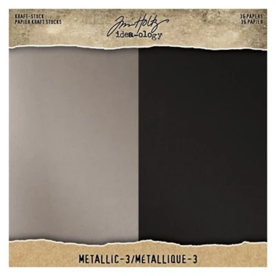 Afbeelding van Idea ology Tim Holtz Kraft Stock 8x8 Inch Paper Stash Metallic 3 (TH94021)