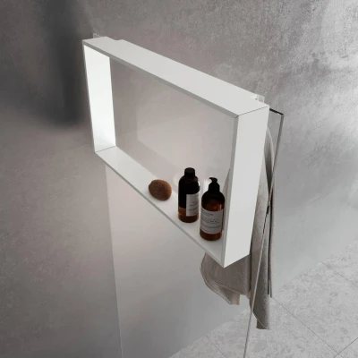 Afbeelding van Design Bath douchenis doucherek en handdoekhaak mat wit voor over douchewand 12089532936