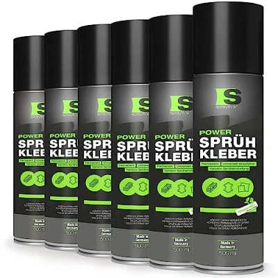 Afbeelding van Spraytive 6 x 500 ml power spuitlijm: voor textiel, vlies, schuim, leer, dakhemel, tapijt, papier en meer sterk permanent hechtend met variabele sproeiinstelling